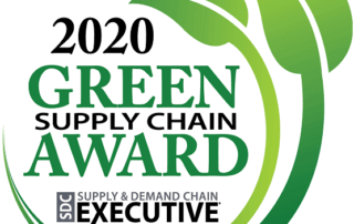 2020 Green Supply Chain Award emblem with green leaves