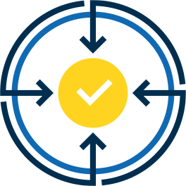 Self-correcting Illustration of a bullseye with a checkmark in the center