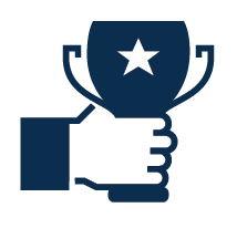 2. Commitment Icon of a hand holding a trophy