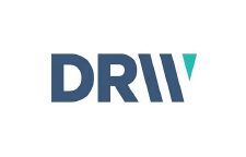 Illustration of a blue DRW text logo