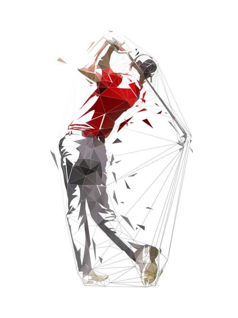 Illustration of a golfer mid backswing