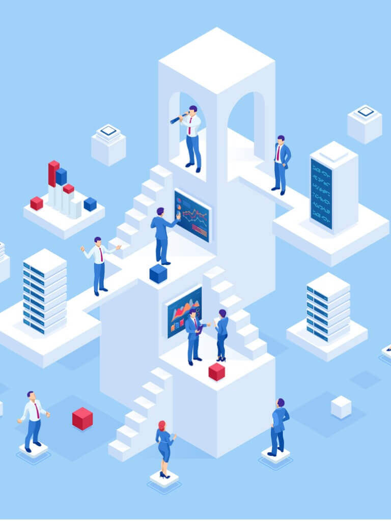 isometric-business-people-analyzing-a-financial-dashboard-with-key-vector-id1165945568-1 supply chain planning and edge computing