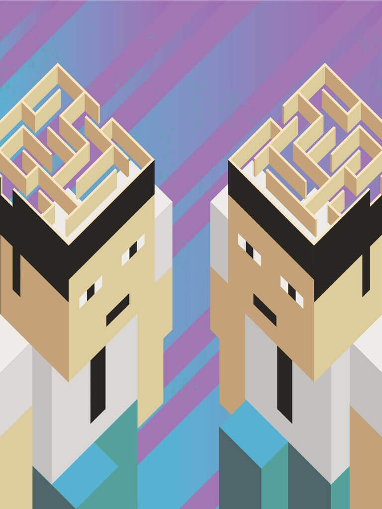 labyrinth-heads-with-separate-thoughts-vector-id453171587 Digital Twin using ABP